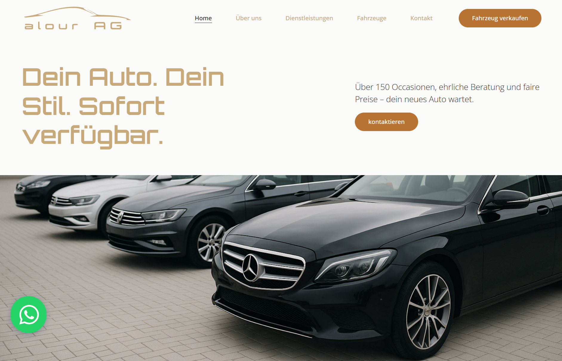 Screenshot der Startseite von alour AG